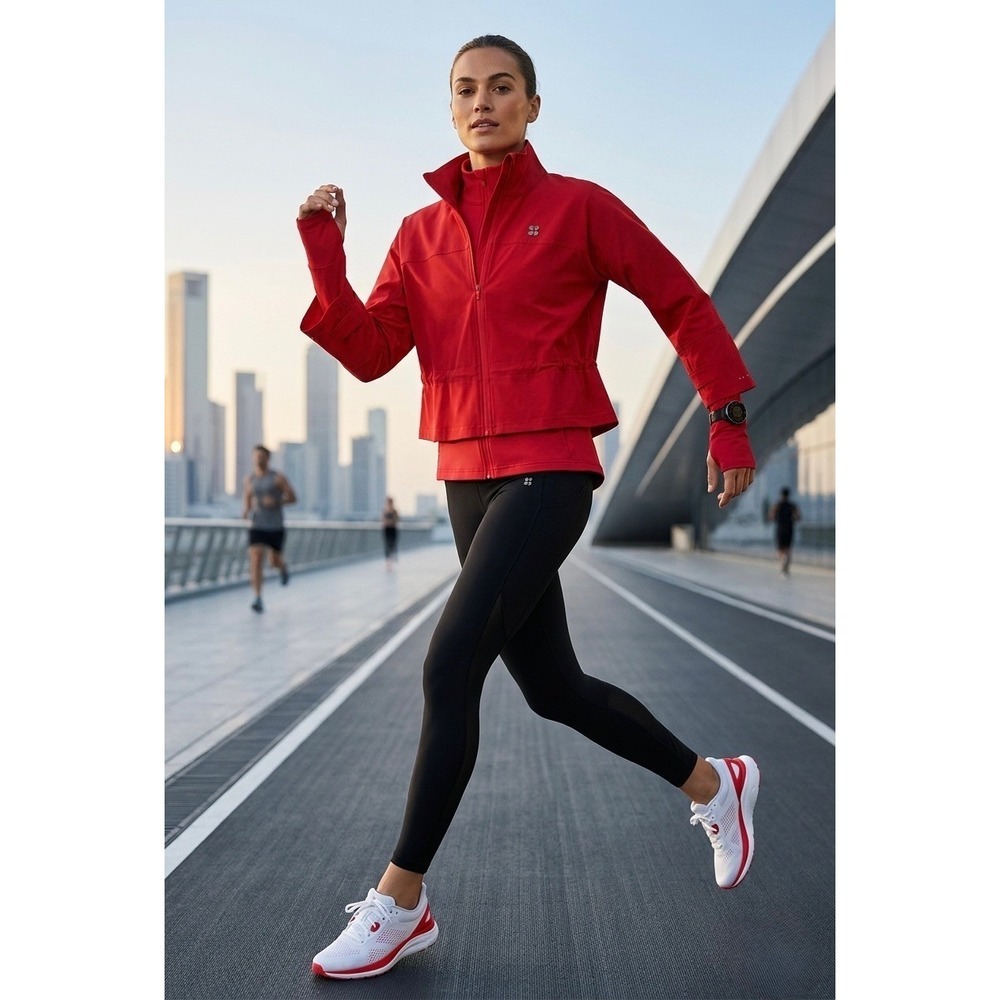 Sweaty Betty Red Double Layer Running Jacket Full Zip Thumbhole XS
